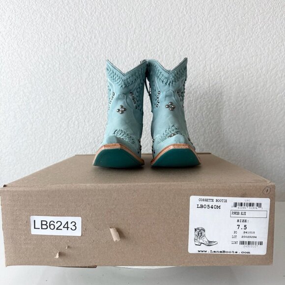 Lane COSSETTE Womens Cowboy Bootie 7.5 Blue Cowgirl Western Short Ankle Boots - Picture 12 of 13